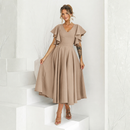 Rochie Bliss Capucino - rochie lunga eleganta cu decolteu in V