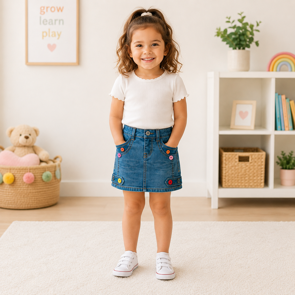 Fusta blugi Fete Buttons Dark Denim
