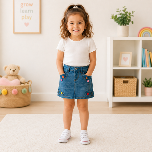 Fusta blugi Fete Buttons Dark Denim