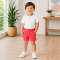 Pantaloni Scurti Baieti Cotton Rosu