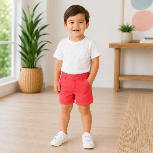 Pantaloni Scurti Baieti Cotton Rosu