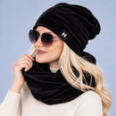 Set căciulă și fular tubular din catifea NOVA negru
