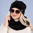 Set căciulă și fular tubular din catifea NOVA negru - imagine 2