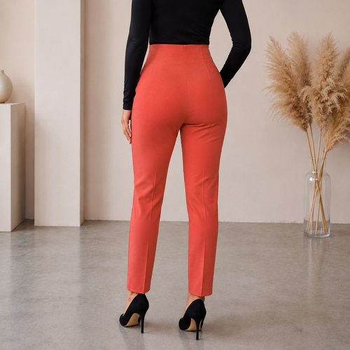 Pantaloni Eleganti din Crep Corai Zaza - imagine 2
