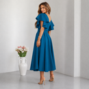 Rochie Bliss Albastru Petrol - rochie lunga eleganta cu decolteu in V