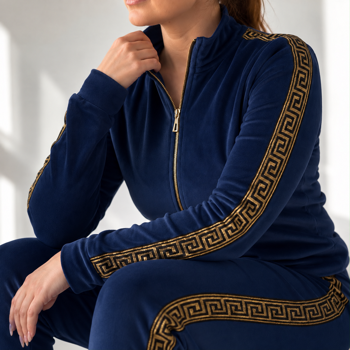 Trening Dama din Catifea Bleumarin Yalle