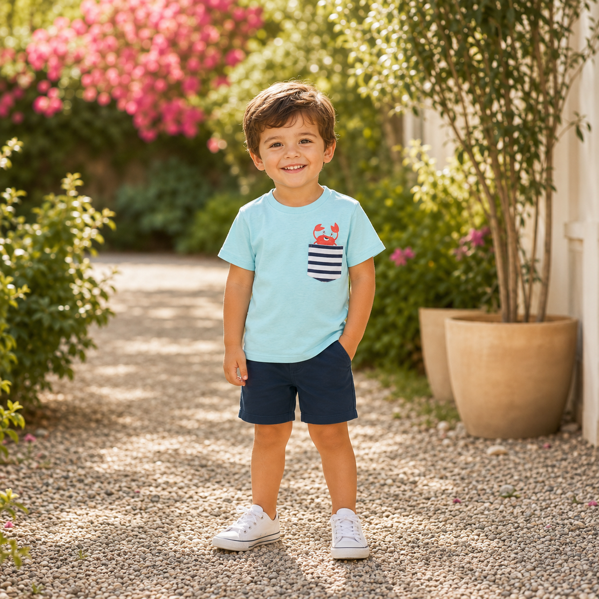 Tricou Baieti Crab Bleu