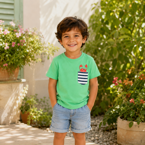 Tricou Baieti Crab Verde
