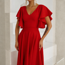 Rochie Bliss Rosu - rochie lunga eleganta cu decolteu in V
