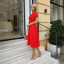Rochie Casual din Viscoza Rosu Crina - imagine 2