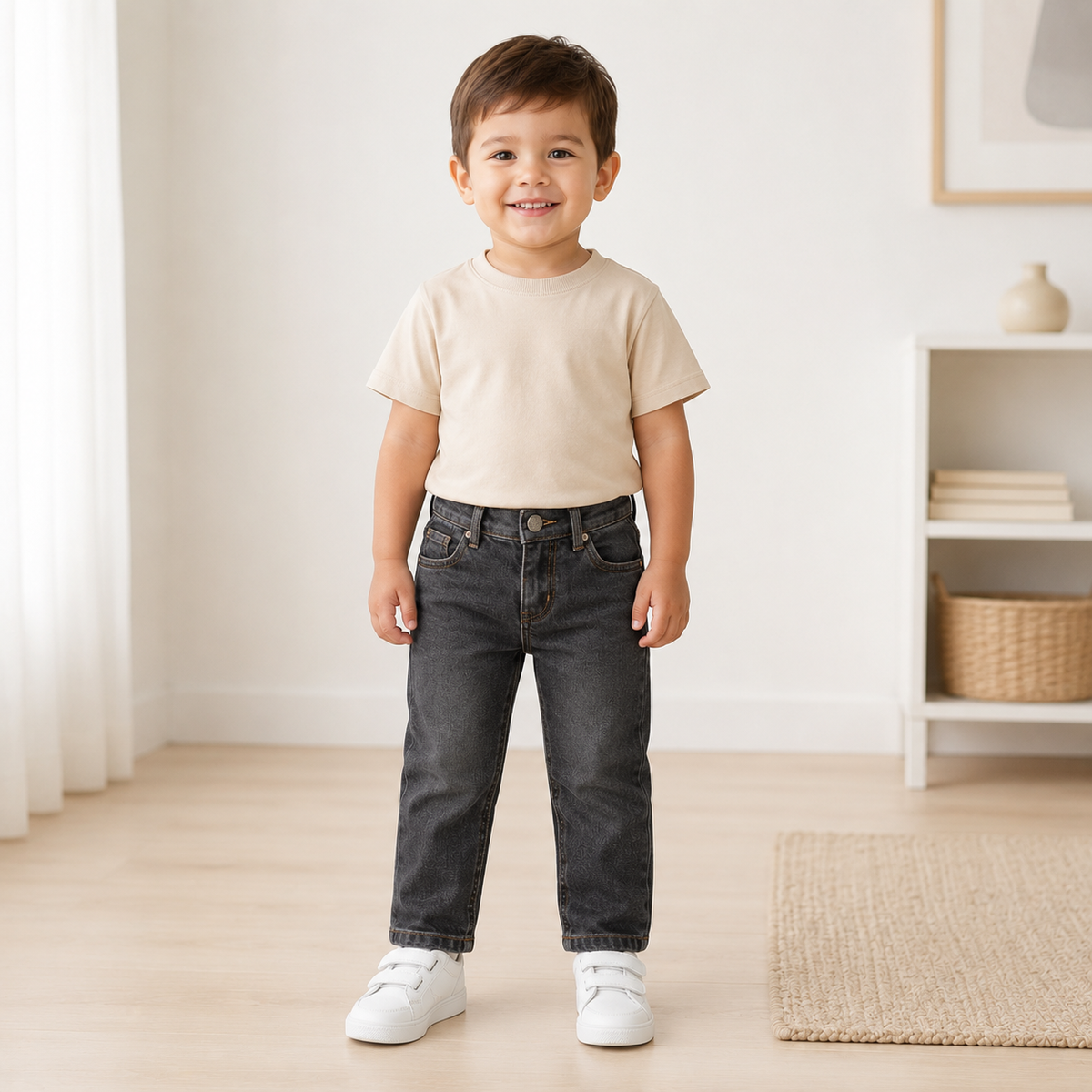 Blugi Baieti Crash Black Denim