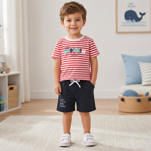 Set Baieti Red Stripes