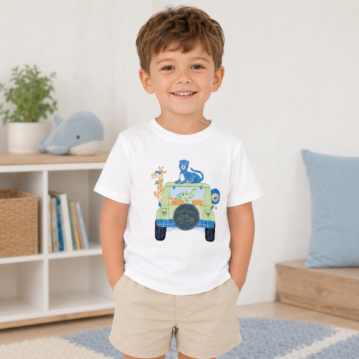 Tricou Baieti Safari Alb