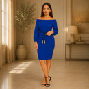 Rochie Midi din Scuba Crepe Albastru Autum - imagine 2