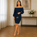 Rochie Midi din Scuba Crepe Bleumarin Autum