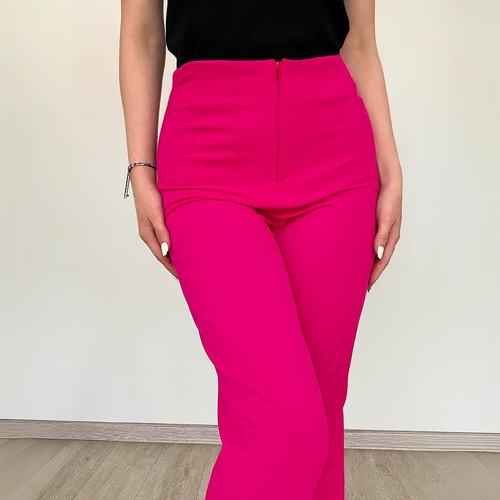 Pantaloni Eleganti din Crep Fucsia Zaza