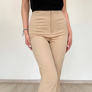 Pantaloni Eleganti din Crep Bej Zaza - imagine 2