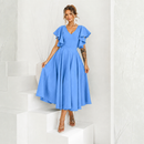 Rochie Bliss Albastru Deschis - rochie lunga eleganta cu decolteu in V