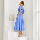 Rochie Bliss Albastru Deschis - rochie lunga eleganta cu decolteu in V