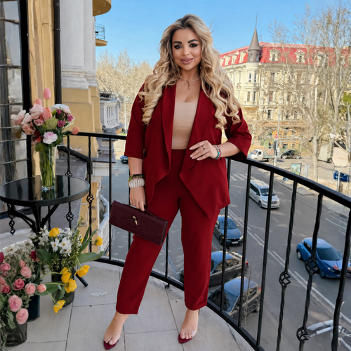 Compleu Tina Grena - sacou si pantaloni din stofa Barbi