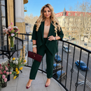 Compleu Tina Verde Inchis - sacou si pantaloni din stofa Barbi
