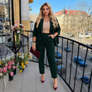 Compleu Tina Verde Inchis - sacou si pantaloni din stofa Barbi