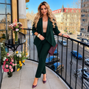 Compleu Tina Verde Inchis - sacou si pantaloni din stofa Barbi
