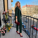 Compleu Tina Verde Inchis - sacou si pantaloni din stofa Barbi