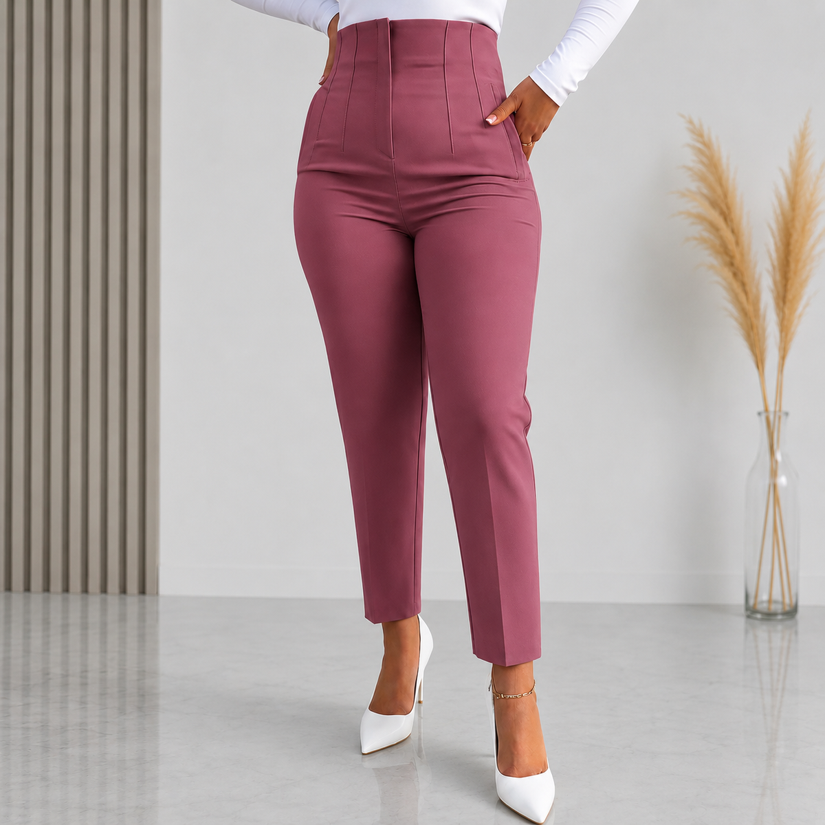 Pantaloni Dama Eleganti Mov Pruna Zaza
