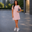 Rochie din French Terry Roz Pudra Summer