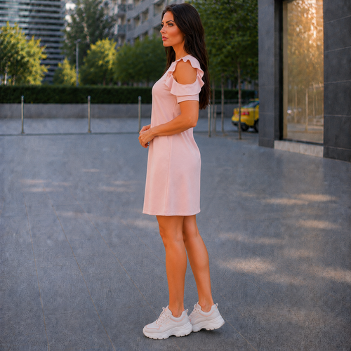 Rochie din French Terry Roz Pudra Summer - imagine 3