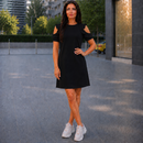Rochie din French Terry Negru Summer
