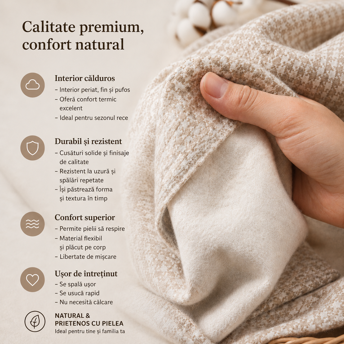 Pantaloni Fete Alb-Bej