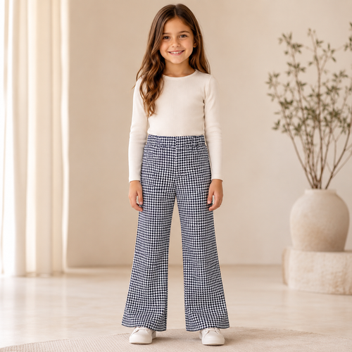 Pantaloni Fete Alb-Negru