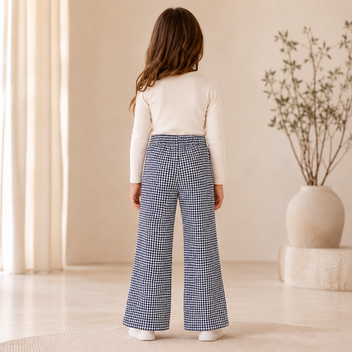 Pantaloni Fete Alb-Negru