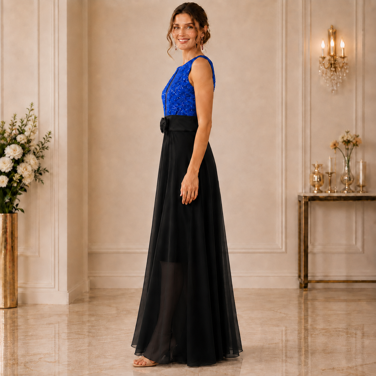 Rochie de Seara Albastru-Negru Aura