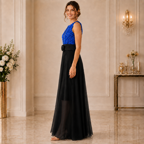 Rochie de Seara din Paiete Albastru-Negru Aura - imagine 2