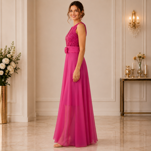 Rochie de Seara Maxi din Paiete Fucsia Aura - imagine 2
