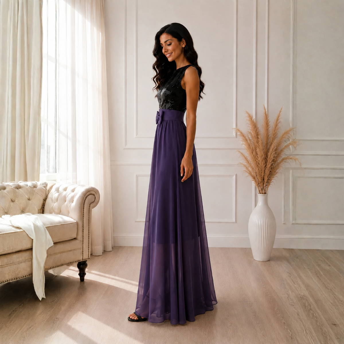 Rochie de Seara din Paiete Mov Aura - imagine 3
