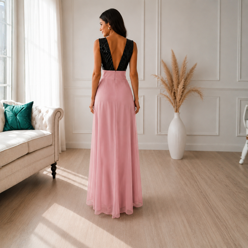 Rochie de Seara din Paiete Roz Pudra Aura - imagine 2