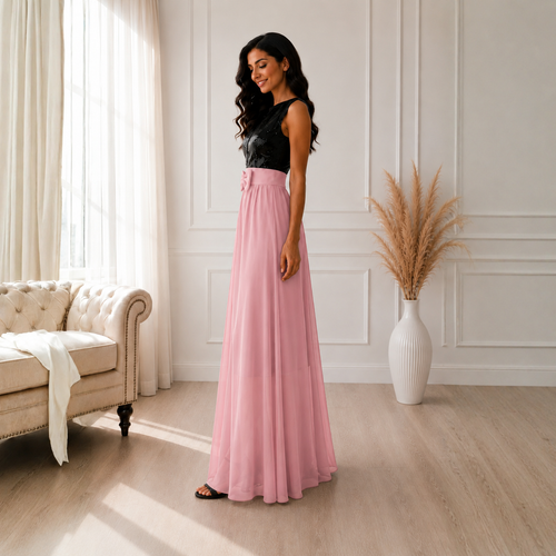 Rochie de Seara din Paiete Roz Pudra Aura - imagine 3