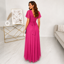 Rochie Iris Fucsia din voal - croiala empire pentru domnisoare de onoare