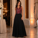 Rochie Silvia Rosu cu paiete si voal - rochie eleganta de seara