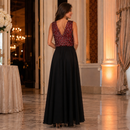 Rochie Silvia Rosu cu paiete si voal - rochie eleganta de seara