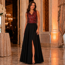 Rochie Silvia Rosu cu paiete si voal - rochie eleganta de seara