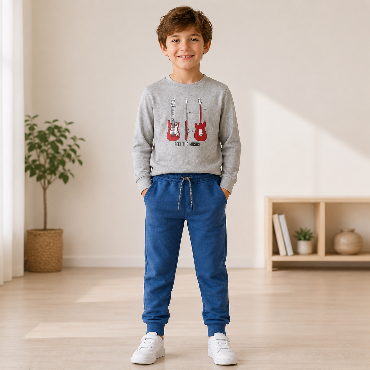 Set Baieti Chitara Gri-Albastru
