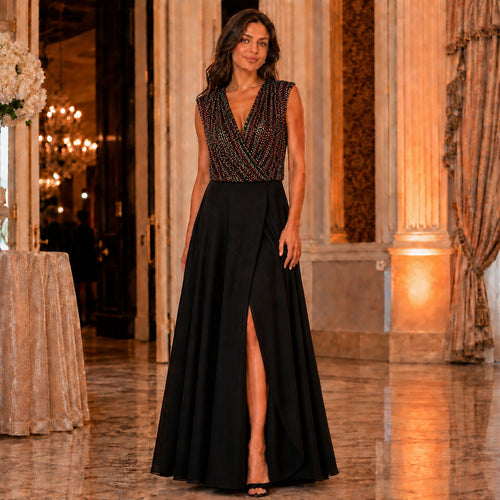 Rochie Silvia Cameleon cu paiete si voal - rochie eleganta de seara
