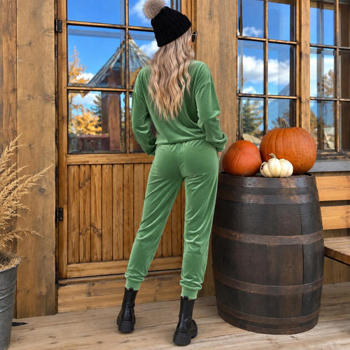 Trening Verde din Catifea Sofy