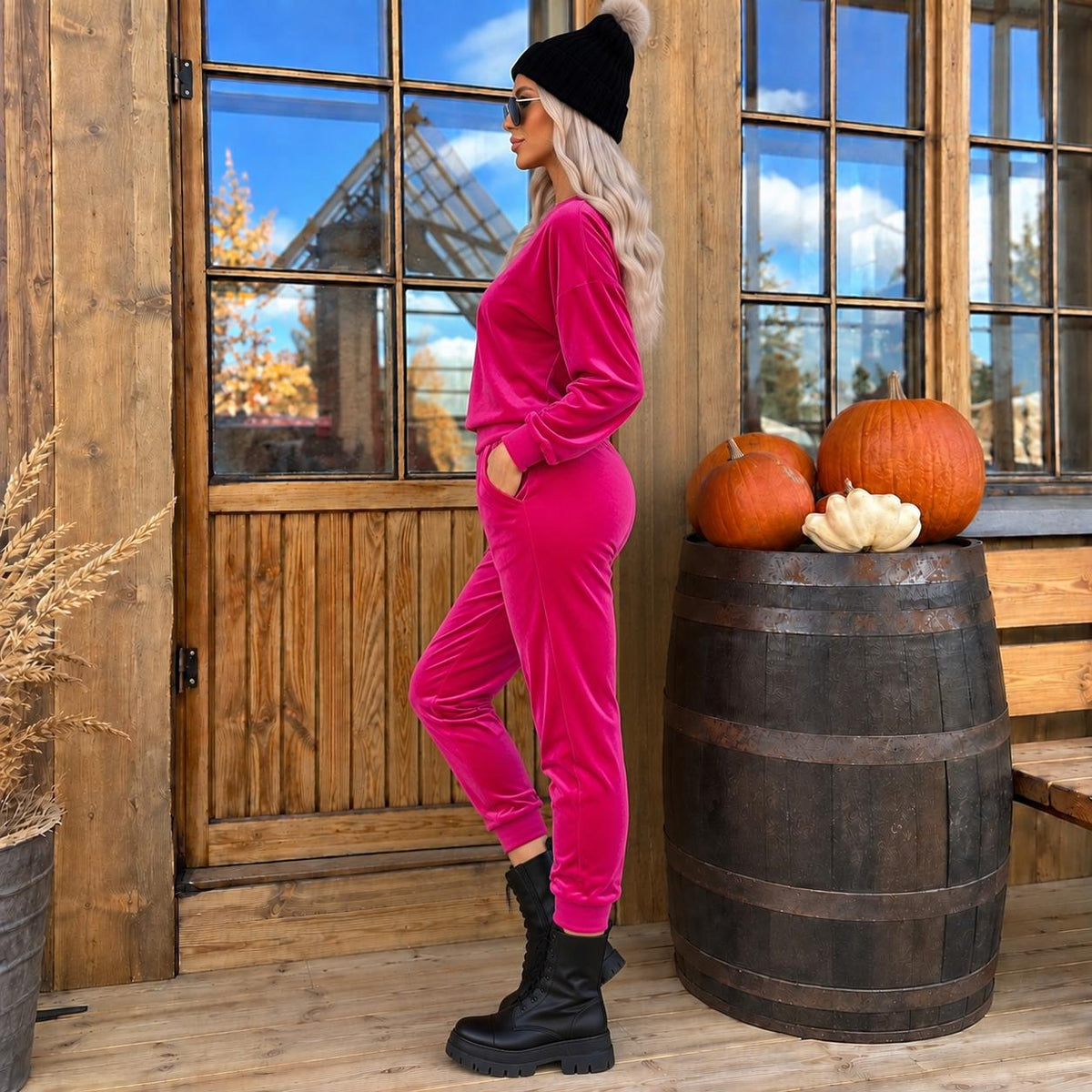Trening Fucsia din Catifea Sofy