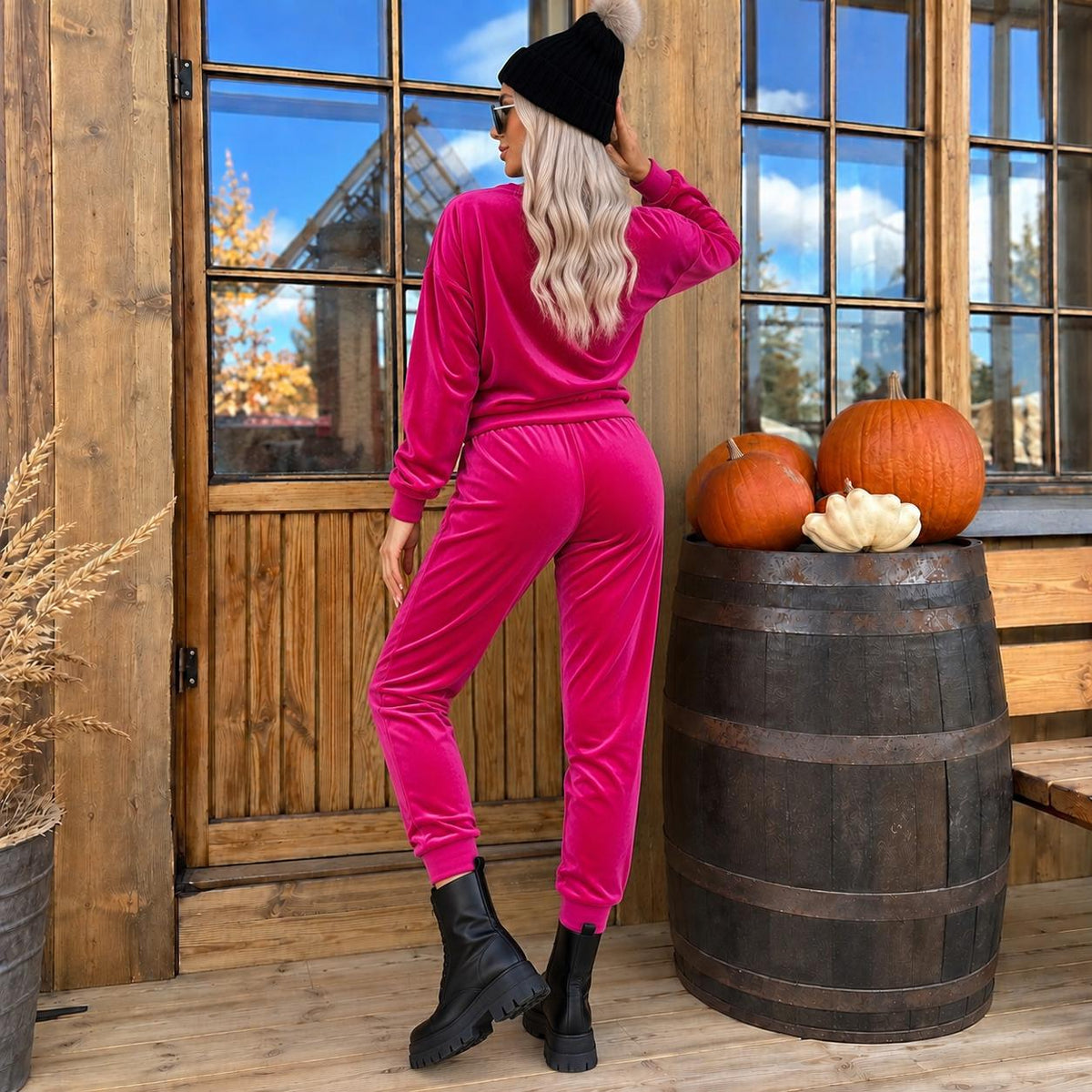 Trening Fucsia din Catifea Sofy